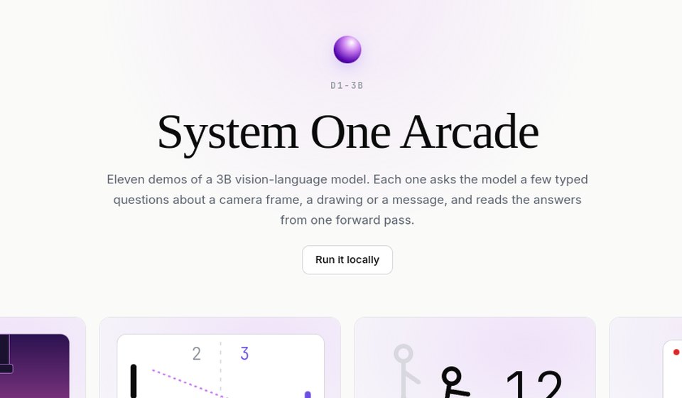 Screenshot of the System One Arcade demo