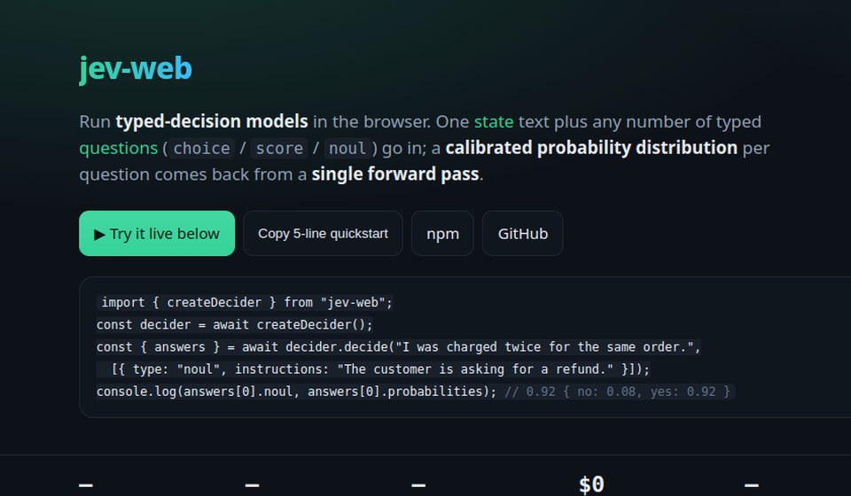Screenshot of the jev-web demo