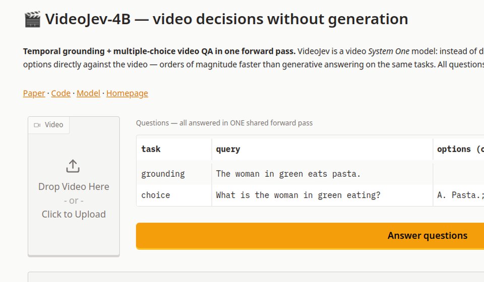 Screenshot of the VideoJev demo